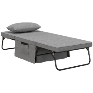 4 in 1 eenpersoonsbed gastenbed vouwbed stoel ottoman, 8 cm matras, 5 stappen hoogteverstelbaar, stalen frame, 188x75x38cm 1