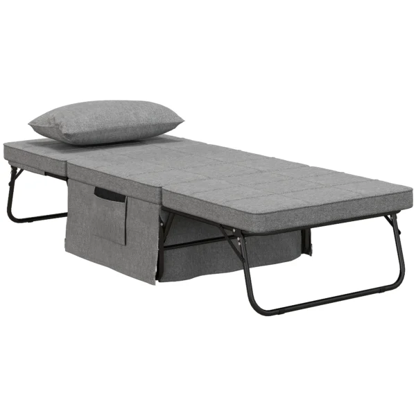 4 in 1 eenpersoonsbed gastenbed vouwbed stoel ottoman, 8 cm matras, 5 stappen hoogteverstelbaar, stalen frame, 188x75x38cm 1