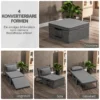 4 in 1 eenpersoonsbed gastenbed vouwbed stoel ottoman, 8 cm matras, 5 stappen hoogteverstelbaar, stalen frame, 188x75x38cm 5