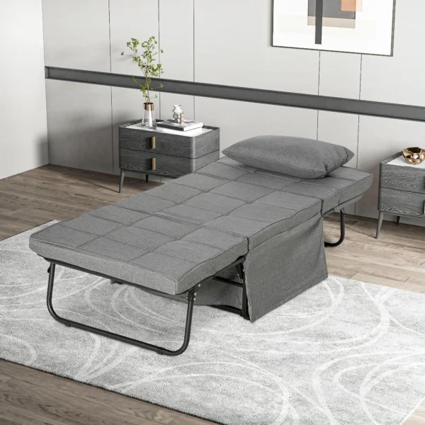 4 in 1 eenpersoonsbed gastenbed vouwbed stoel ottoman, 8 cm matras, 5 stappen hoogteverstelbaar, stalen frame, 188x75x38cm 9