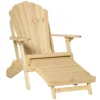 Adirondack tuinstoel inklapbaar met voetensteun 78 x 140 x 94 cm gemaakt van grenenhout, comfortabele tuinligstoel voor buitenmeubilair 1