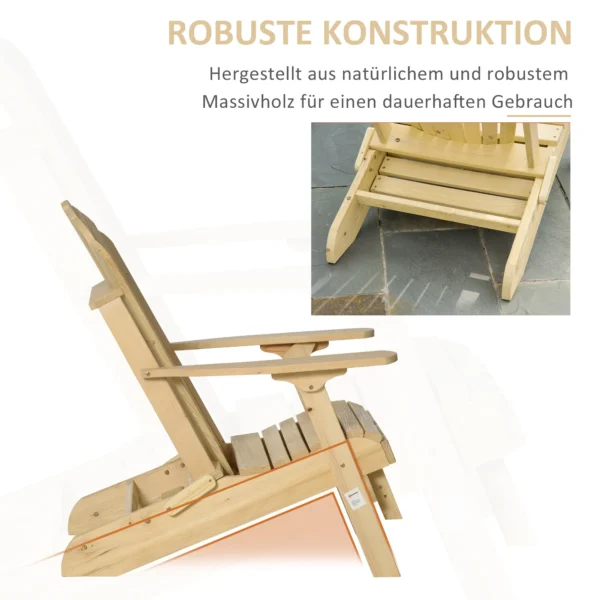 Adirondack tuinstoel inklapbaar met voetensteun 78 x 140 x 94 cm gemaakt van grenenhout, comfortabele tuinligstoel voor buitenmeubilair 7