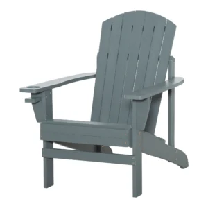 Adirondack tuinstoel met bekerhouder, tuinligstoel van massief hout, donkergrijs, 97x72,5x93 cm, ideaal voor balkon & terras 1