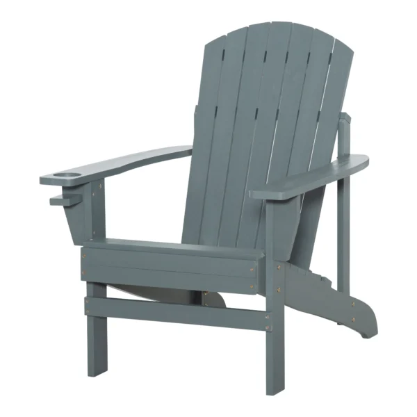 Adirondack tuinstoel met bekerhouder, tuinligstoel van massief hout, donkergrijs, 97x72,5x93 cm, ideaal voor balkon & terras 1