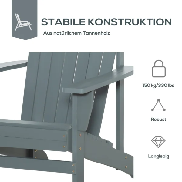 Adirondack tuinstoel met bekerhouder, tuinligstoel van massief hout, donkergrijs, 97x72,5x93 cm, ideaal voor balkon & terras 7