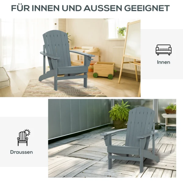 Adirondack tuinstoel met bekerhouder, tuinligstoel van massief hout, donkergrijs, 97x72,5x93 cm, ideaal voor balkon & terras 8