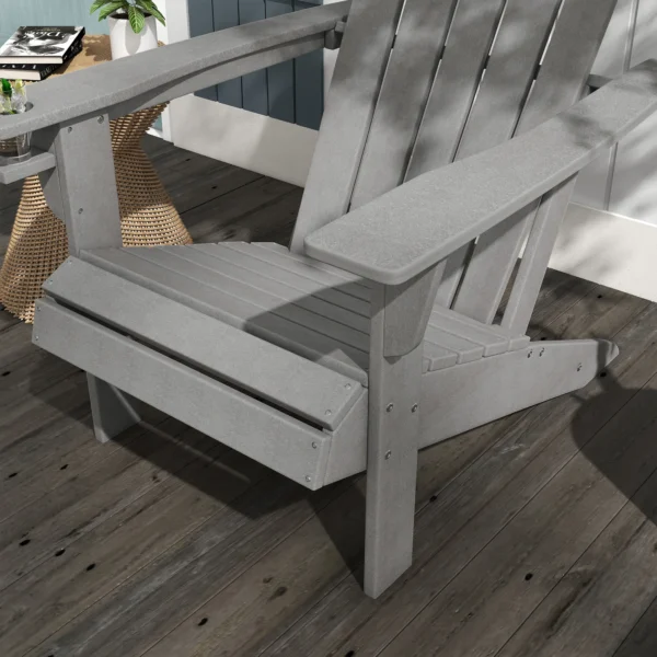 Adirondack tuinstoel met drankhouder, tuinstoel van kunststof, grijs, 75 x 87 x 90 cm, ideaal voor tuin & balkonmeubilair 10