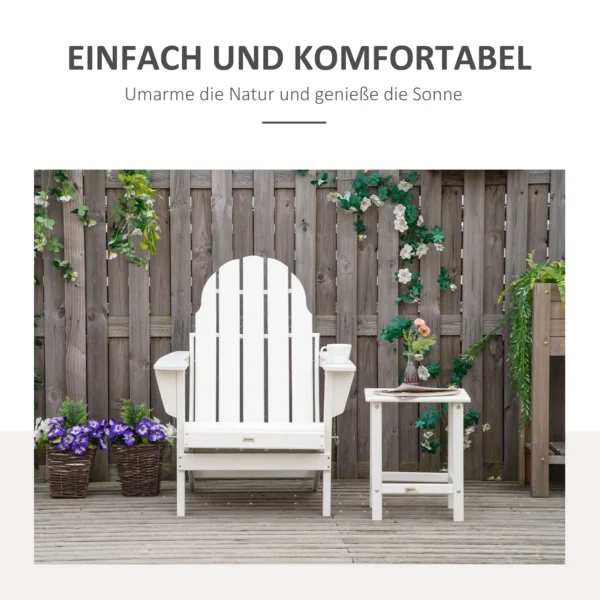 Adirondack vouwbare tuinstoel 75x87x93cm, witte tuinstoel voor balkon & tuinmeubilair 5