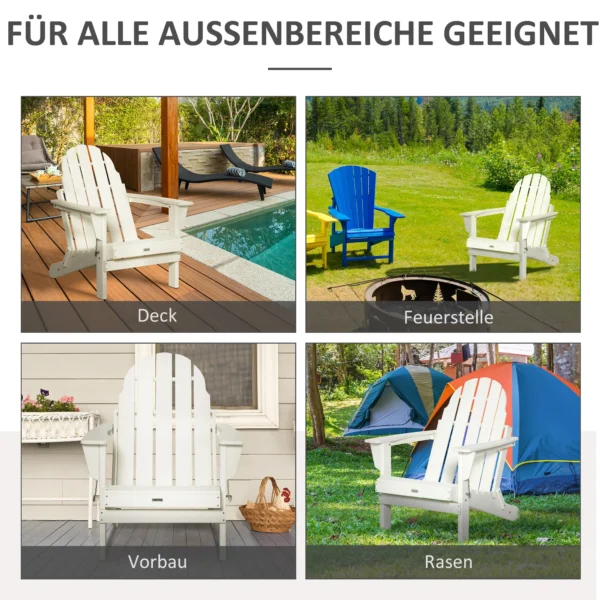 Adirondack vouwbare tuinstoel 75x87x93cm, witte tuinstoel voor balkon & tuinmeubilair 9
