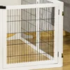 Afscheidingshek hond verstelbaar beschermingshek met voeten 432 x 70 cm hout hondenhek opvouwbaar trapbeschermingshek hondenafscheidingshek voor trappen, deuren, gang, 6 panelen, wit 10