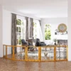 Afscheidingshek hond verstelbaar beschermingshek met voeten 432 x 70 cm houten hondenhek vouwbaar trapbeschermingshek hondenafscheidingshek voor trappen, deuren, gang, 6 panelen, geel 2