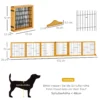 Afscheidingshek hond verstelbaar beschermingshek met voeten 432 x 70 cm houten hondenhek vouwbaar trapbeschermingshek hondenafscheidingshek voor trappen, deuren, gang, 6 panelen, geel 4
