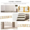 Afscheidingshek hond verstelbaar beschermingshek met voeten 432 x 70 cm houten hondenhek vouwbaar trapbeschermingshek hondenafscheidingshek voor trappen, deuren, gang, 6 panelen, geel 6