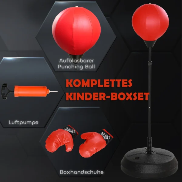Aiyaplay boksbal voor kinderen boxstandaard met bokshandschoenen, 122,5 147 cm in hoogte verstelbaar boksset met standaard voor jongens & meisjes, staal, rood 6
