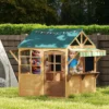 Aiyaplay houten speelhuis opvouwbaar kinderspeelhuis buiten met ramen, deur, vensterbank, regenkappen, kinderhuis, tuinhuis voor kinderen 3 8 jaar 2