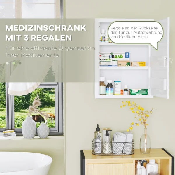 Apothekerskast wandmontage afsluitbaar met 2 sleutels van staal in wit 40x15x53,5cm voor badkamer & keuken 6
