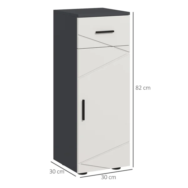 Badkamerkast bijzetkast badkamerkast met lade, verstelbare planken, opbergkast voor badkamer, woonkamer 30 x 30 x 82 cm grijs 4