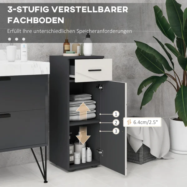 Badkamerkast bijzetkast badkamerkast met lade, verstelbare planken, opbergkast voor badkamer, woonkamer 30 x 30 x 82 cm grijs 6