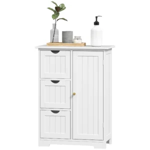 Badkamerkast bijzettafel met 3 lades, badkamerkast met verstelbaar rek, voor badkamer, woonkamer 60 x 30 x 80 cm wit 1