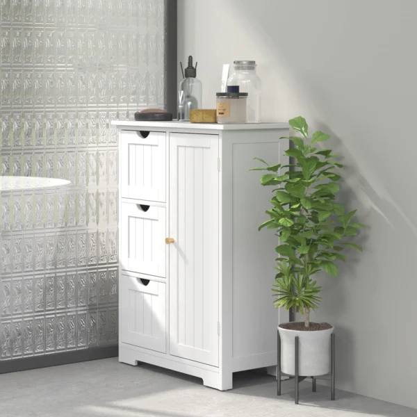 Badkamerkast bijzettafel met 3 lades, badkamerkast met verstelbaar rek, voor badkamer, woonkamer 60 x 30 x 80 cm wit 10