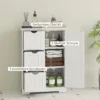 Badkamerkast bijzettafel met 3 lades, badkamerkast met verstelbaar rek, voor badkamer, woonkamer 60 x 30 x 80 cm wit 5