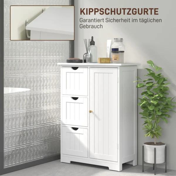 Badkamerkast bijzettafel met 3 lades, badkamerkast met verstelbaar rek, voor badkamer, woonkamer 60 x 30 x 80 cm wit 7