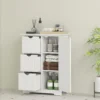 Badkamerkast bijzettafel met 3 lades, badkamerkast met verstelbaar rek, voor badkamer, woonkamer 60 x 30 x 80 cm wit 9