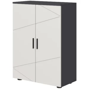 Badkamerkast bijzettafel met dubbele deur badkast met verstelbare planken, opbergkast voor woonkamer 60 x 30 x 82 cm grijs 1