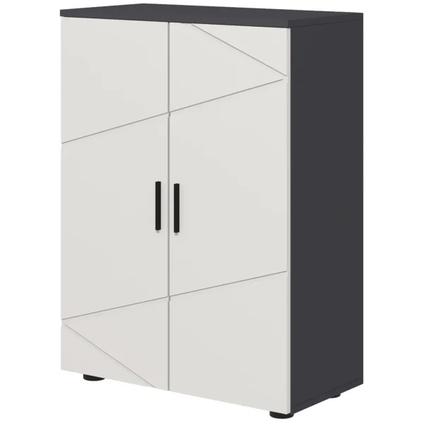 Badkamerkast bijzettafel met dubbele deur badkast met verstelbare planken, opbergkast voor woonkamer 60 x 30 x 82 cm grijs 1