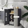 Badkamerkast bijzettafel met dubbele deur badkast met verstelbare planken, opbergkast voor woonkamer 60 x 30 x 82 cm grijs 6