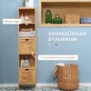 Badkamerkast hoge kast van bamboe met 3 planken en 2 lades, kantelbeveiliging, multifunctionele bijzetkast voor badkamer 5