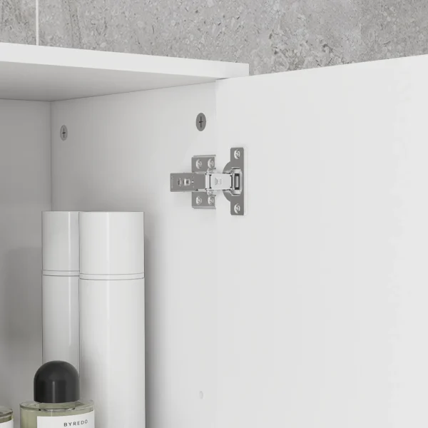 Badkamerkast smal, hoge kast toiletkast met hoogglanswit lade, verstelbare plank en 2 open vakken, voor kleine ruimtes badkamer 30 x 30 x 180 cm wit 10