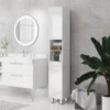 Badkamerkast smal, hoge kast toiletkast met hoogglanswit lade, verstelbare plank en 2 open vakken, voor kleine ruimtes badkamer 30 x 30 x 180 cm wit 2