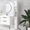Badkamerkast smal, hoge kast toiletkast met lade en 4 open vakken, badkamerkast voor kleine ruimtes badkamer, woonkamer 20 x 20 x 180 cm wit 2