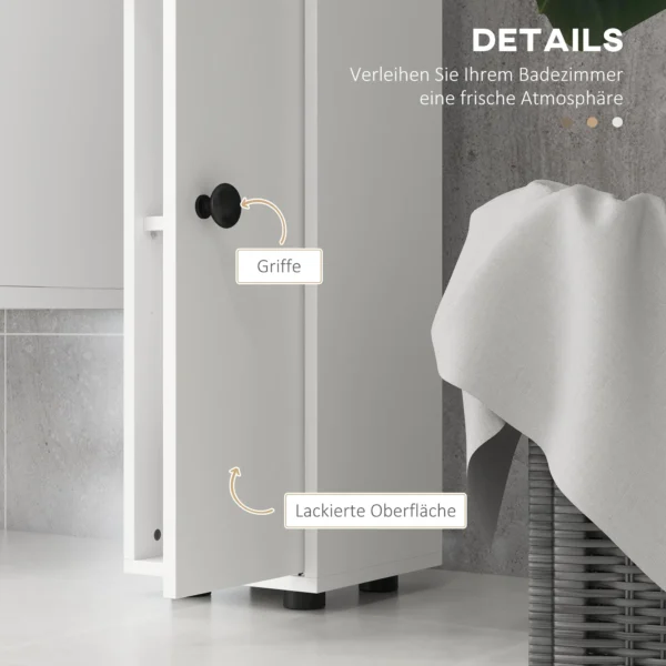 Badkamerkast smal, hoge kast toiletkast met lade en 4 open vakken, badkamerkast voor kleine ruimtes badkamer, woonkamer 20 x 20 x 180 cm wit 7