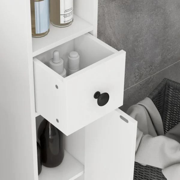 Badkamerkast smal, hoge kast toiletkast met lade en 4 open vakken, badkamerkast voor kleine ruimtes badkamer, woonkamer 20 x 20 x 180 cm wit 9