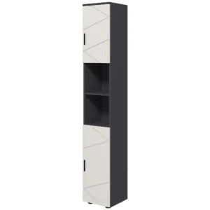 Badkamerkast smal, hoge kast toiletkast met verstelbaar rek en 2 open vakken, badkamerkast voor kleine ruimtes badkamer, woonkamer 30 x 30 x 183 cm grijs 1