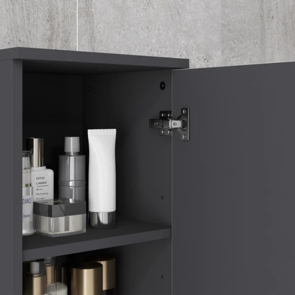 Badkamerkast smal, hoge kast toiletkast met verstelbaar rek en 2 open vakken, badkamerkast voor kleine ruimtes badkamer, woonkamer 30 x 30 x 183 cm grijs 10
