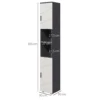 Badkamerkast smal, hoge kast toiletkast met verstelbaar rek en 2 open vakken, badkamerkast voor kleine ruimtes badkamer, woonkamer 30 x 30 x 183 cm grijs 4