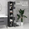 Badkamerkast smal, hoge kast toiletkast met verstelbaar rek en 2 open vakken, badkamerkast voor kleine ruimtes badkamer, woonkamer 30 x 30 x 183 cm grijs 6