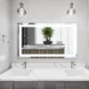 Badkamerspiegel met led verlichting 100x60cm, waterdicht ip44, aanraakschakelaar, 3 lichtkleuren voor moderne badkamer 10