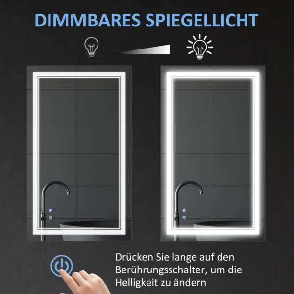Badkamerspiegel met led verlichting 100x60cm, waterdicht ip44, aanraakschakelaar, 3 lichtkleuren voor moderne badkamer 6