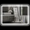 Badkamerspiegel met verlichting 50x70 cm led spiegel wandspiegel met bluetooth muziekfunctie touchschakelaar geheugenfunctie lichtspiegel beschlagvrij met 3 lichtkleuren zilver 1