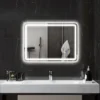 Badkamerspiegel met verlichting 50x70 cm led spiegel wandspiegel met bluetooth muziekfunctie touchschakelaar geheugenfunctie lichtspiegel beschlagvrij met 3 lichtkleuren zilver 2