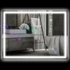 Badkamerspiegel met verlichting 80x60 cm led spiegel wandspiegel met bluetooth muziekfunctie geheugenfunctie klok 3 lichtkleuren condensvrij lichtspiegel met touchschakelaar zilver 1