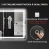 Badkamerspiegel met verlichting 80x60 cm led spiegel wandspiegel met bluetooth muziekfunctie geheugenfunctie klok 3 lichtkleuren condensvrij lichtspiegel met touchschakelaar zilver 10
