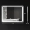 Badkamerspiegel met verlichting 80x60 cm led spiegel wandspiegel met bluetooth muziekfunctie geheugenfunctie klok 3 lichtkleuren condensvrij lichtspiegel met touchschakelaar zilver 4