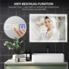 Badkamerspiegel met verlichting 80x60 cm led spiegel wandspiegel met bluetooth muziekfunctie geheugenfunctie klok 3 lichtkleuren condensvrij lichtspiegel met touchschakelaar zilver 8