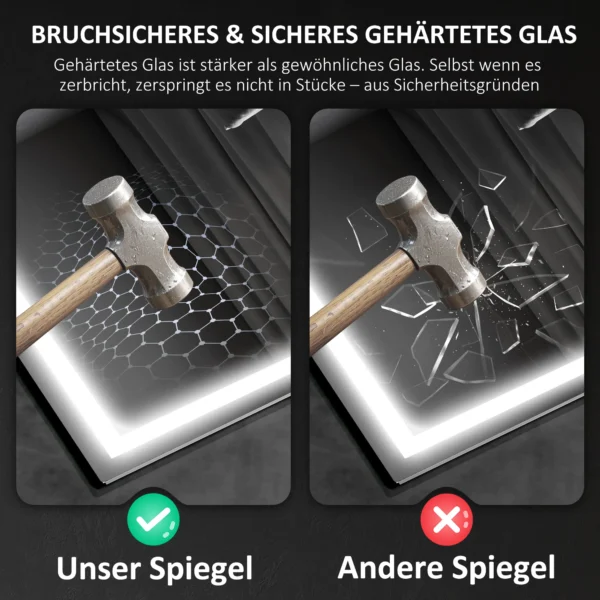 Badkamerspiegel met verlichting 80x60 cm led spiegel wandspiegel met bluetooth muziekfunctie geheugenfunctie klok 3 lichtkleuren condensvrij lichtspiegel met touchschakelaar zilver 9