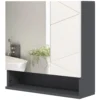 Badkamerspiegelkast, badkamerschrank met spiegel, hangkast met verstelbare plank, open vak, anti condens functie, wandkast 55x17x55cm grijs 1